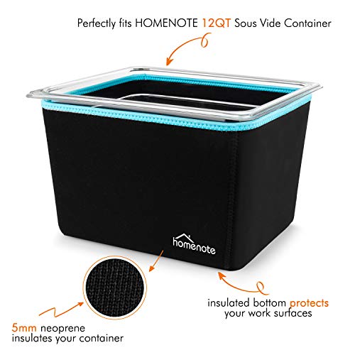 Homenote 12 Quart Sous Vide Container with Lid, Rack, Sleeve & Cookbook - Variation Included