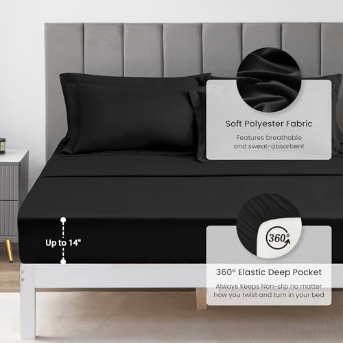 Love's Cabin Full Comforter Set Black 7-Piece All-Season Bedding, 82"X86"