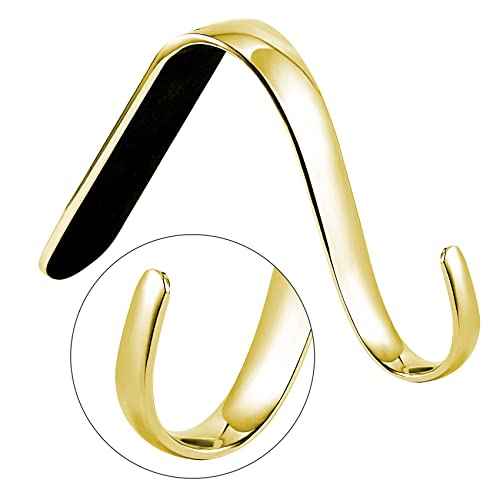 Sunshane 3 Pieces Christmas Stocking Holders Mantel Hanger Hooks Xmas Mantle Grips Set Safety Hang Stocking Clips for Christmas Party Decoration, Gold