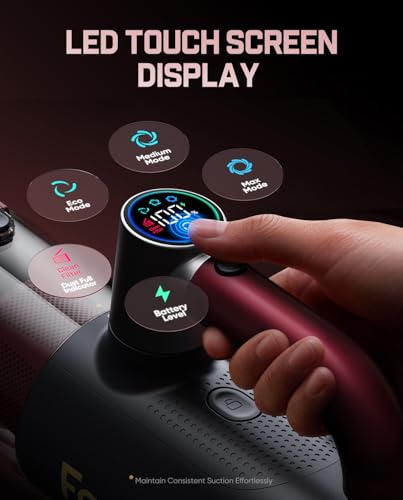 Cordless Handheld Vacuum Cleaner with LED Touch Screen & 4-in-1 Accessories
