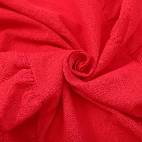 Red Ruffled Table Runner 118 Inches Long with Scalloped Edge – Oudain, 9.8 ft x 13.8 in