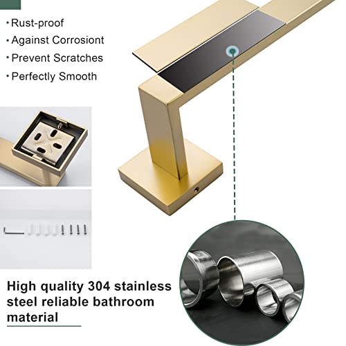 Brushed Dark Gold 4-Piece Bathroom Towel Bar Set - Wall Mounted Stainless Steel