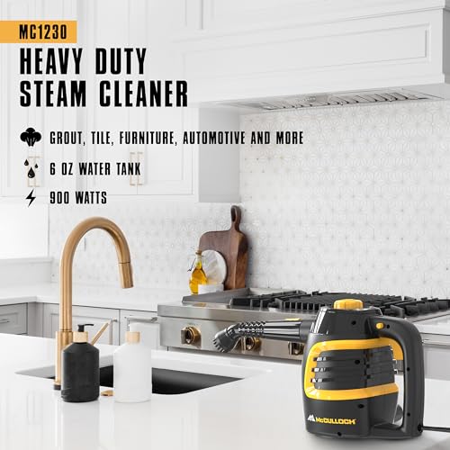 McCulloch MC1230 Handheld Steam Cleaner with 11 Accessories, 10 Min Runtime