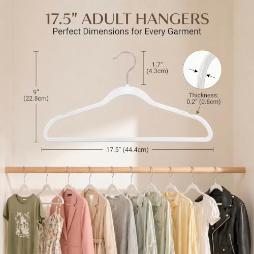 White Plastic Hangers 50 Pack - Slim, Heavy Duty Closet Clothes Hangers