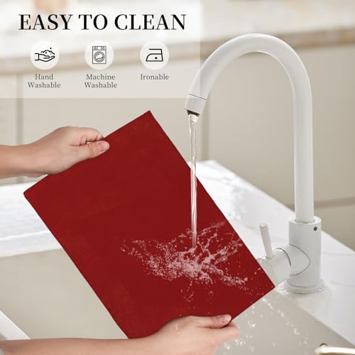 AuraNestle Burgundy Linen-Look Placemat Set of 6, 19x13 Inch, Double Layer Heat-Resistant