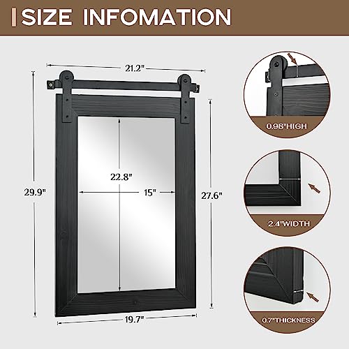COGOOD Farmhouse Wall Mirror 30 x 22 Black Over Sink Rustic Industrial