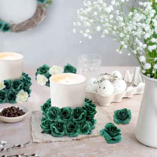 Yinsun 50pcs Mini Green Roses Artificial Flower Heads, 1.57¡± Green Flowers Silk Fake Flowers for DIY Wedding Bridal Shower Decor Baby Shower Party Christmas Decoration