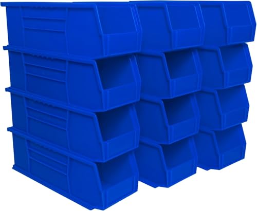 Akro-Mils Stackable Plastic Storage Bins - Blue, 12 Pack, Garage & Warehouse Organization (Variation: Blue / Storage Bins Only)