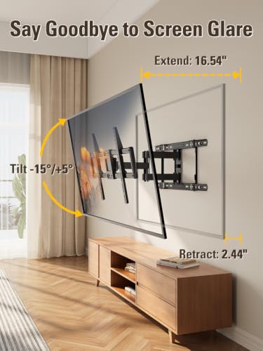 Full Motion TV Wall Mount for 42-84 Inch TVs - 24 Inch Studs, Tilt & Swivel