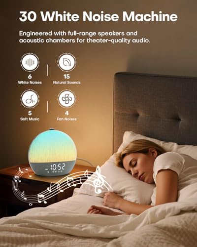 Zelaclock Sunrise Alarm Clock with White Noise & RGB Night Light