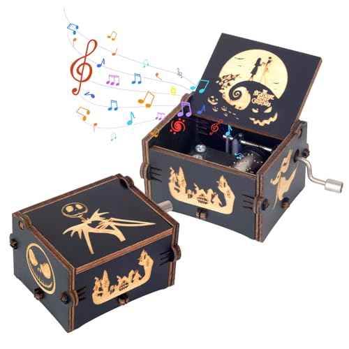Vintage Laser Engraved NBC Hand Cranked Music Box Plays The Melody - This is Halloween, for Boys Girls Women, Gift Ideal for Christmas Birthday Valentine's Day Anniversary