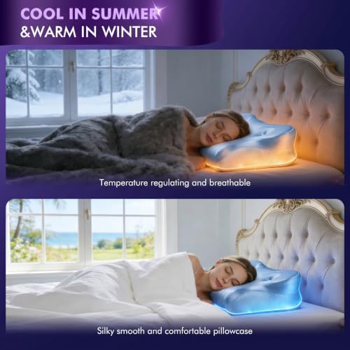 Dayme Orthopedic Memory Foam Pillow - Cooling Cervical Neck Support, Blue
