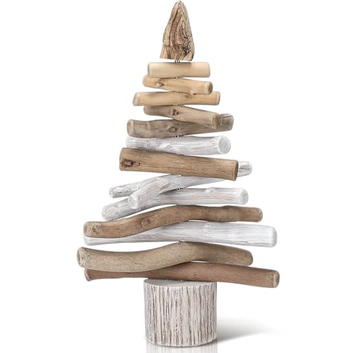 Rustic Driftwood Christmas Tree Tabletop Décor 12.2in - Civaner (Rustic Variant)