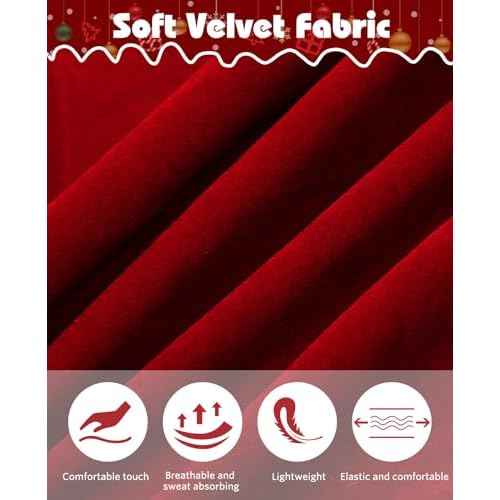 Santa Hat, Wine Red Christmas Hat for Adults Unisex Velvet Comfort Xmas Hat for New Year Festive Holiday Party Supplies