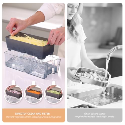 Mandoline Slicer for Kitchen Food Prep - Gray + White Adjustable Thickness