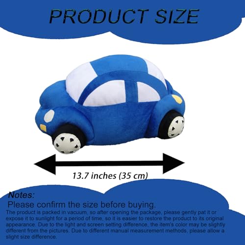 Car Plush Stuffed Pillow Plushie Car Shaped Toy Blue Stuff Gifts for Kids 13.7"