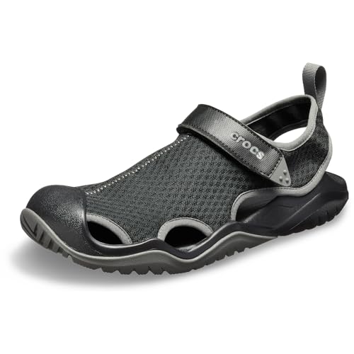 Crocs Men's Swiftwater Mesh Deck Sandals - Black, Size 13, Water-Friendly, Supportive Footwear