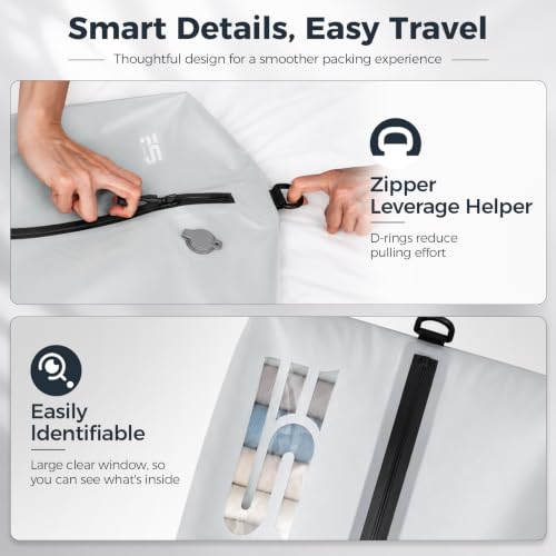 ESCRODOI 3PCS Grey Travel Vacuum Storage Bags with Pump, Waterproof & Reusable