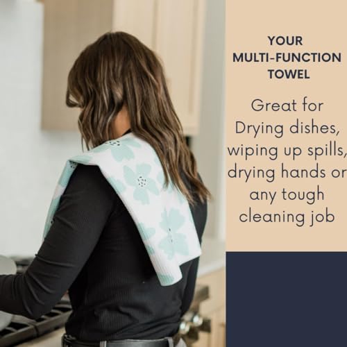 Desert Aqua 3-Piece Microfiber Kitchen Towel Set with Waffle Weave & Hanging Loops