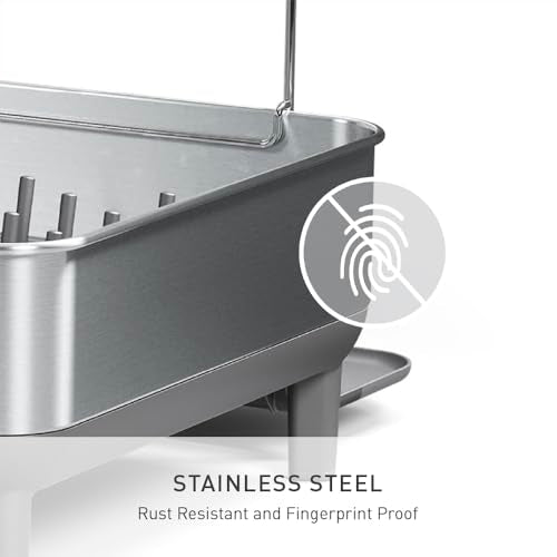 Gray Full-Size Dish Drying Rack with Swivel Spout & Wine Glass Holder