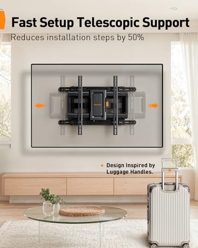 Full Motion TV Wall Mount for 42-97 Inch TVs Up to 132 lbs with 24" Wood Stud Compatibility - Perlegear