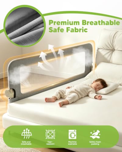 Bed Rail for Toddlers, 75IN Baby Guard Folding Up, Child Safety Side