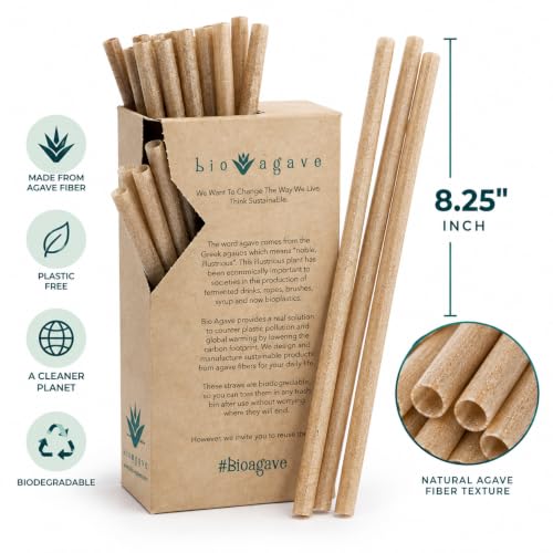 Biodegradable 8.25" Standard Straws Made From Agave 2400 Pcs | Plant