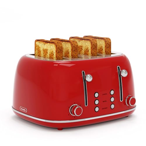 Toaster 4 Slice, Retro Stainless with 6 Bread Shade