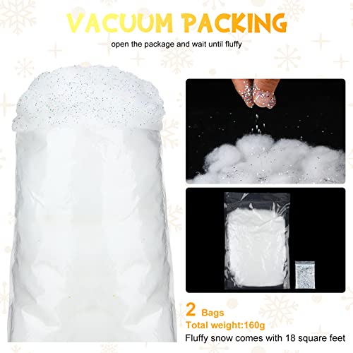 Sumind Fake Snow Decoration Fluffy Artificial Cotton Fiber for Christmas Winter - Glitter Silver, 2 Bags