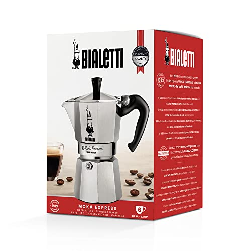 Bialetti Moka Express 6-Cup Italian Stovetop Espresso Maker Silver