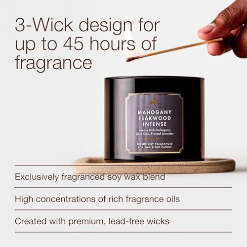 Mahogany Teakwood Intense Candle Set - 3-Wick, 14.5 Oz, 2 Pack