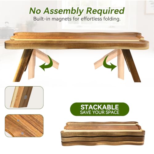 QAUUQQ Acacia Wood 3-Tier Cupcake Stand Foldable Dessert Serving Tray for Parties