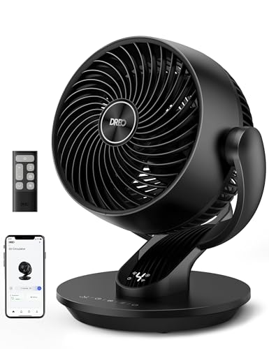 DREO Smart Fan for Bedroom - Black, 13 Inch Oscillating Quiet Air Circulator with Voice Control