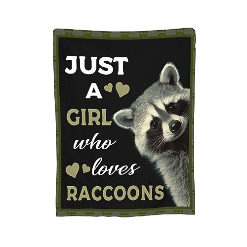 Raccoon Blanket Raccoon Plush Throw Blanket Super Soft Cozy Warm Fleece Just A Girl Who Loves Raccoon Animal Bedding Blanket Gifts for Kids Girls Boys Women 40"X50"