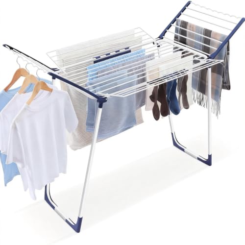 Clothes Drying Rack with 4 Foldable Wings, Large Space Indoor Outdoor