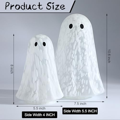 Ghost Halloween Confetti Glass Table Lights - 2 Sizes, Spooky Decor - Variation: Ghost