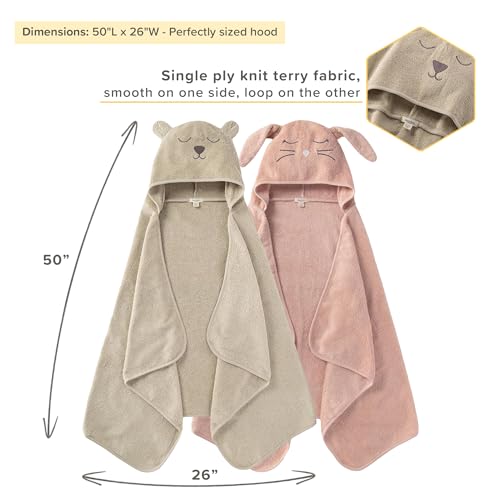Burt's Bees Baby Hooded Animal Towels - Bear, Organic Cotton Toddler Bath Towel