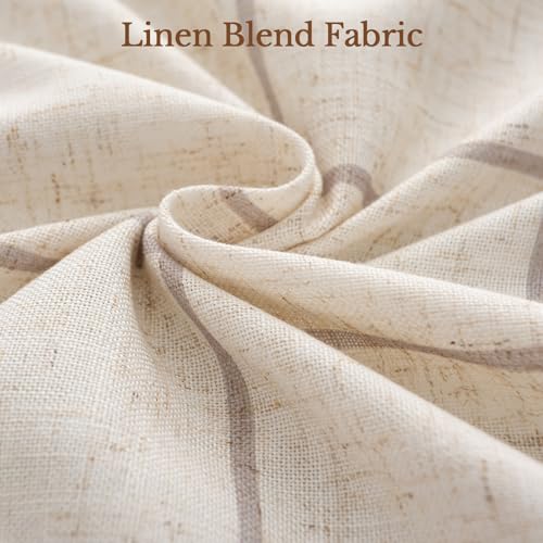 Linen/40W x 84L Double Layer Pinch Pleated Blackout Curtains Set - Checkered Gingham, Insulated, Darkening, 2 Panels, Variation of Linen / 40"W x 84"L