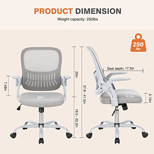 Ergonomic Mesh Office Desk Chair with Lumbar Support, Adjustable Height & Flip-up Armrests