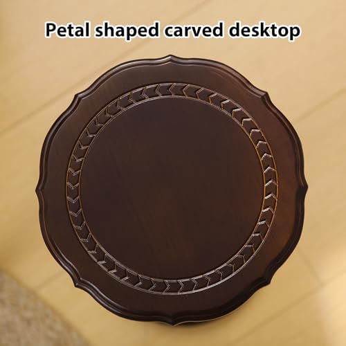 100% Solid Wood Round Side Table, Small Drink Table for Spaces,