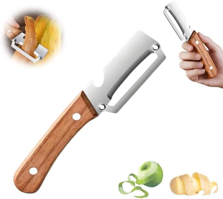 Skiennix Multi-Functional Vegetable Peeler - Ergonomic Non-Slip Handle | 2-in-1 Fruit Peeler & Bottle Opener