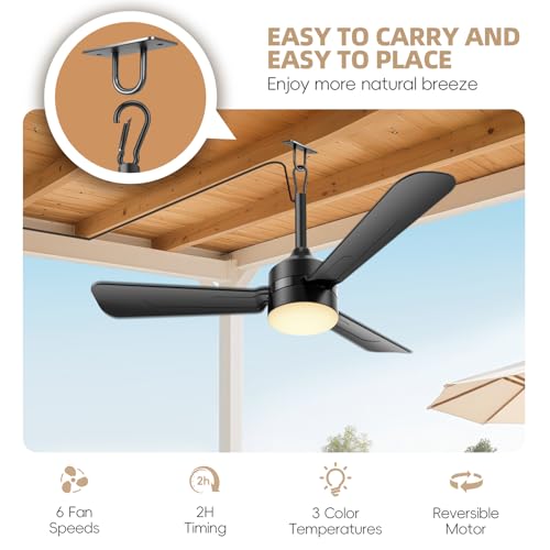 PBLALA Ceiling Fans with Lights,36.5" Plug in Fan Light,Gazebo