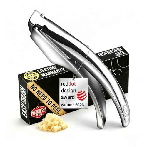 Gourmet Easy Garlic Press - Fine Mince, No Peeling Required, Lifetime Replacement