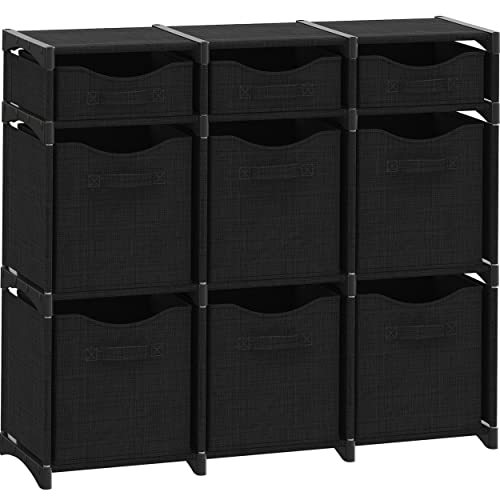 Black Cube Storage Organizer with Bins - 9 Cubes for Closet & Toy Storage - Variation of THIS listing