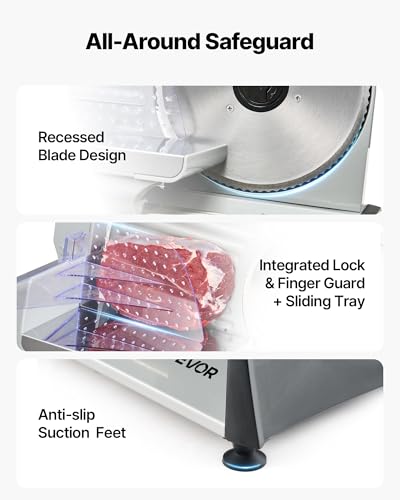 7.5 Inch Electric Meat Slicer 200W with Adjustable Thickness Food Slicer for Deli & Ham