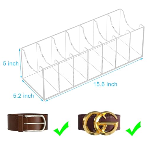 Large Belt Organizer with 7 Clear Acrylic Compartments - Closet Storage