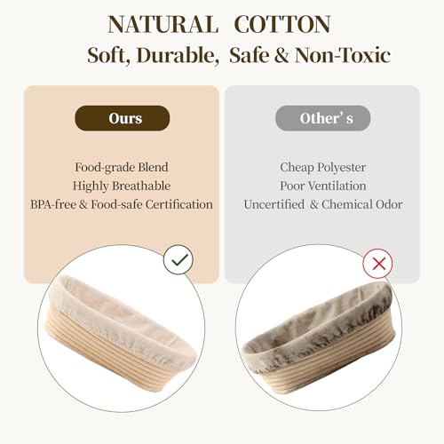 Banneton Bread Proofing Basket - Proofing Basket Set of 2 (9 inch Round) - Natural Rattan Banneton with 4 Linen Liners - Bread Basket for Sourdough Bread Baking Supplies