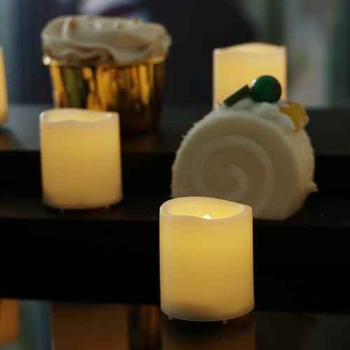 CANDLE CHOICE Battery Operated Flameless Votive Candles Small Bright Flickering LED Candle Lights for Wedding Party Table Centerpieces Halloween Christmas Decorations Batteries Incl Warm White 6 Pack