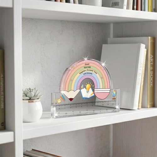 WETDNGQI Teacher Appreciation Rainbow Acrylic Plaque Paperweight - Model Teacher10, 4.7 x 3.1 inches