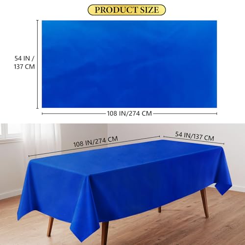 4 Pack Royal Blue 54×108in Disposable Tablecloths - Leakproof & Sturdy PEVA